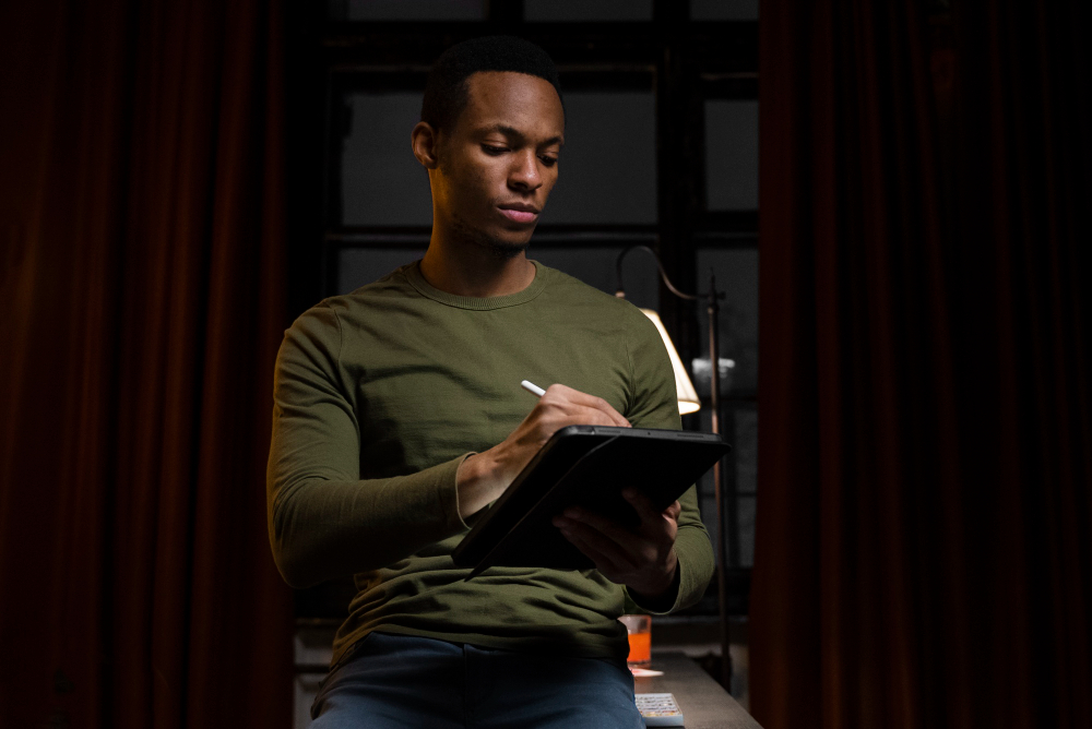 man working on a tablet - SEO press release